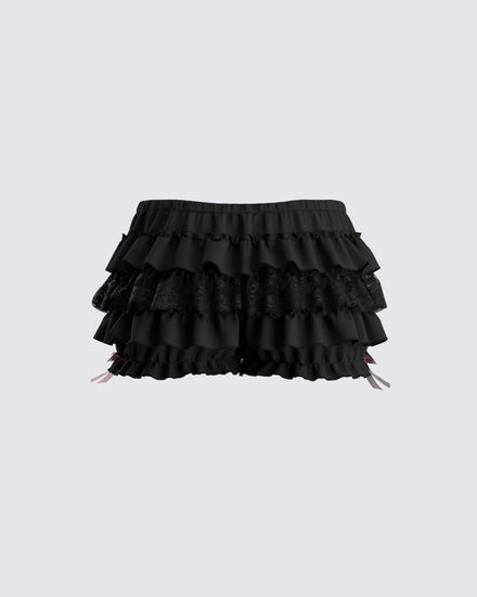Martina Black Ruffle Short