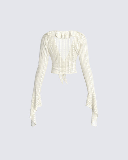 Maeve Ivory Lace Ruffle Top