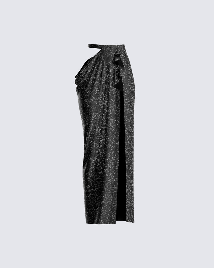 Whitney Black Shimmer Maxi Skirt