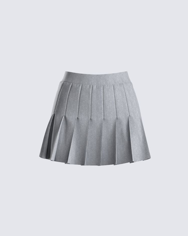Madeleine Grey Pleated Mini Skirt