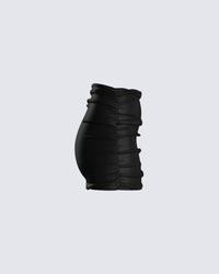 Narda Black Satin Mini Skirt