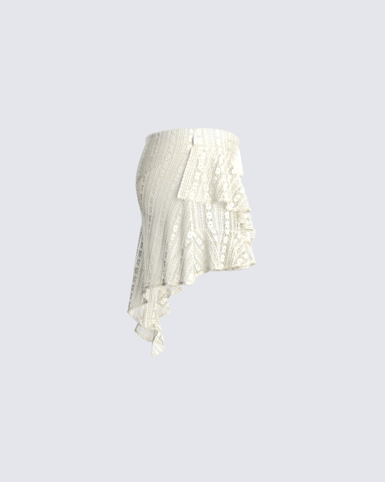 Maeve Ivory Lace Mini Skirt