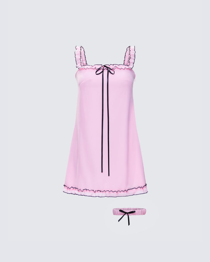 pink babydoll mini dress Laurent Pink Babydoll Dress