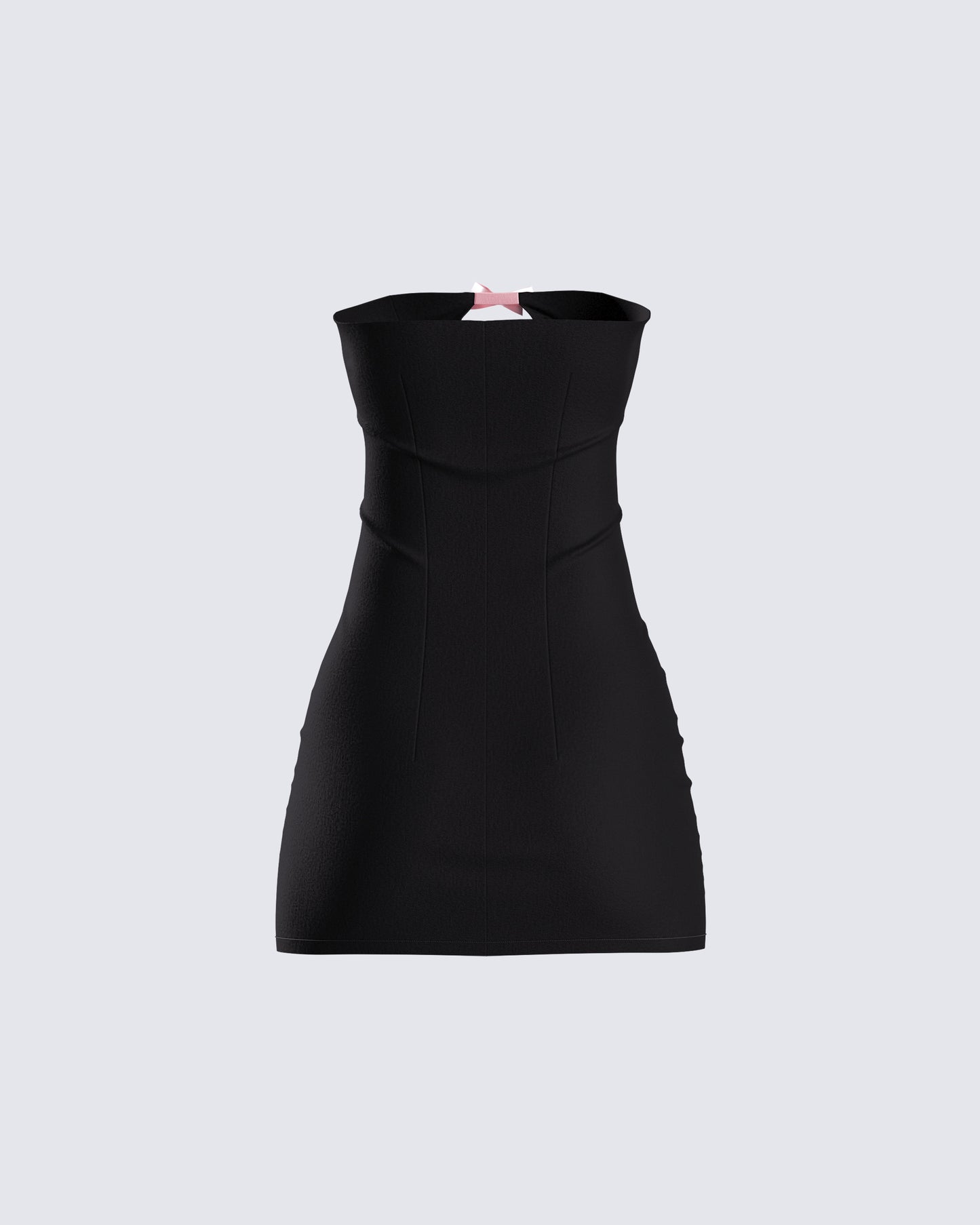 Black Strapless Mini Dress - Pink Bow Details Party FINESSE Black Strapless Mini Dress - Pink Bow Details Party FINESSE