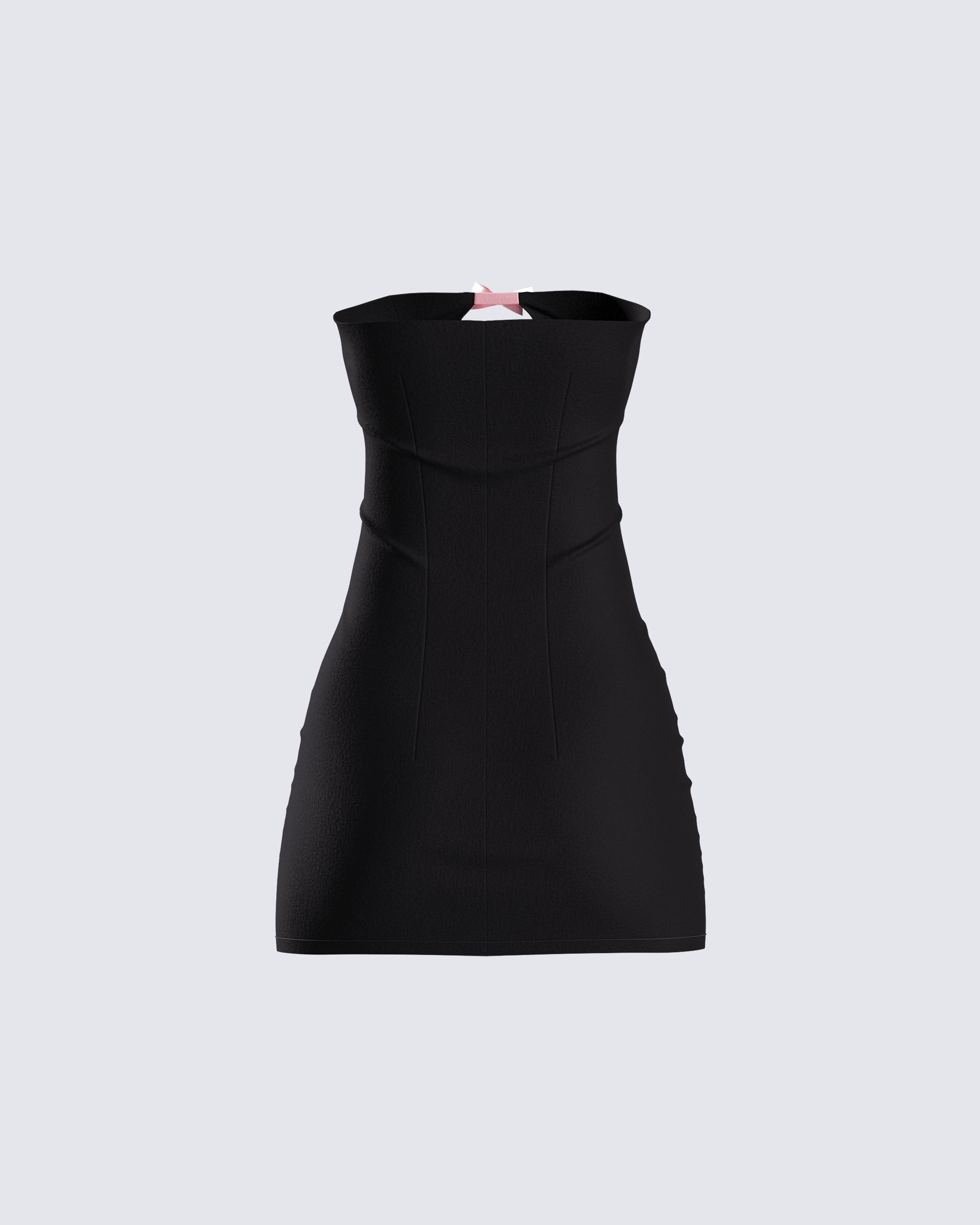 Black Strapless Mini Dress - Pink Bow Details Party XL Black Strapless Mini Dress - Pink Bow Details Party XL