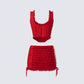 Kimona Red Ruffle Set