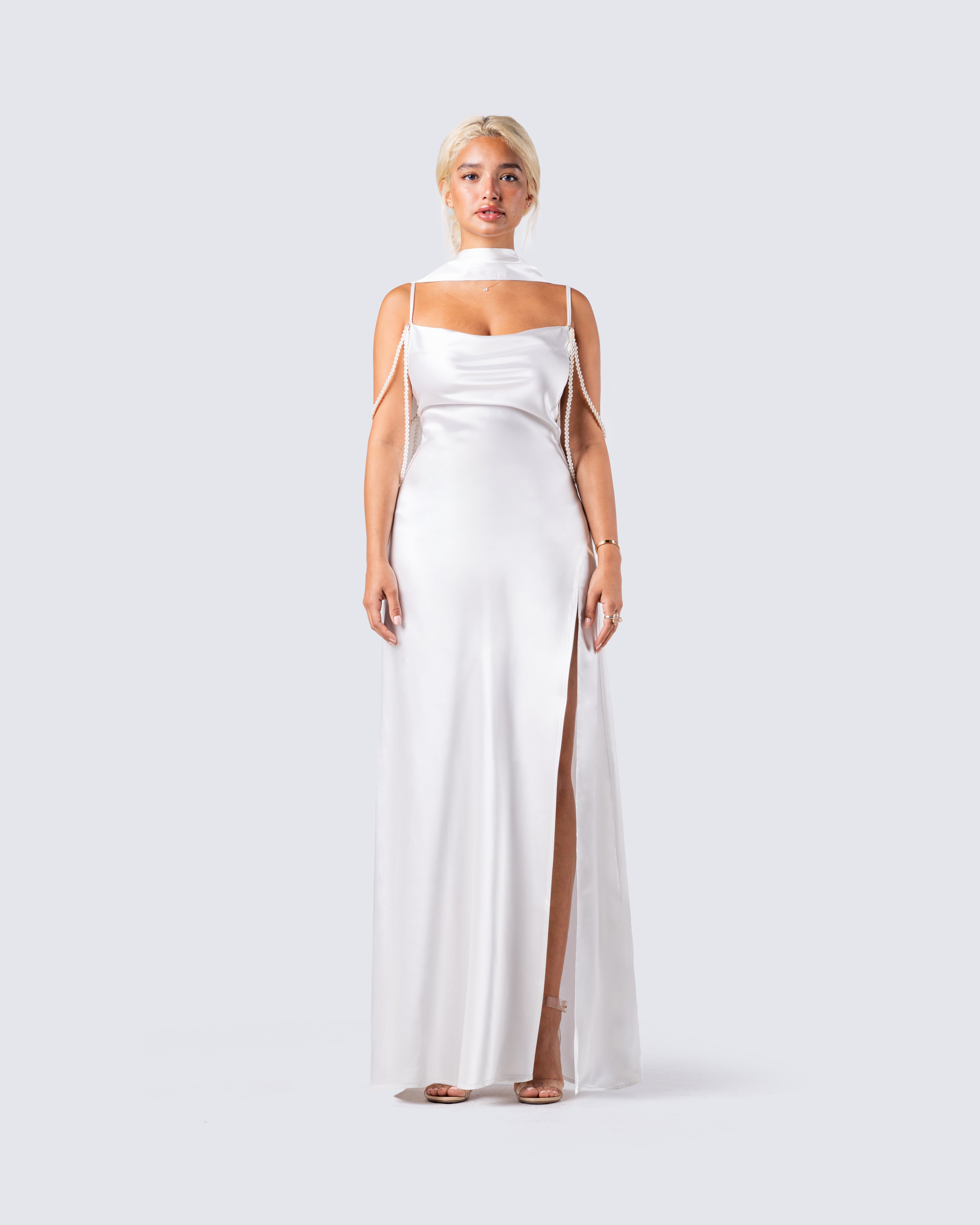 White satin outlet maxi