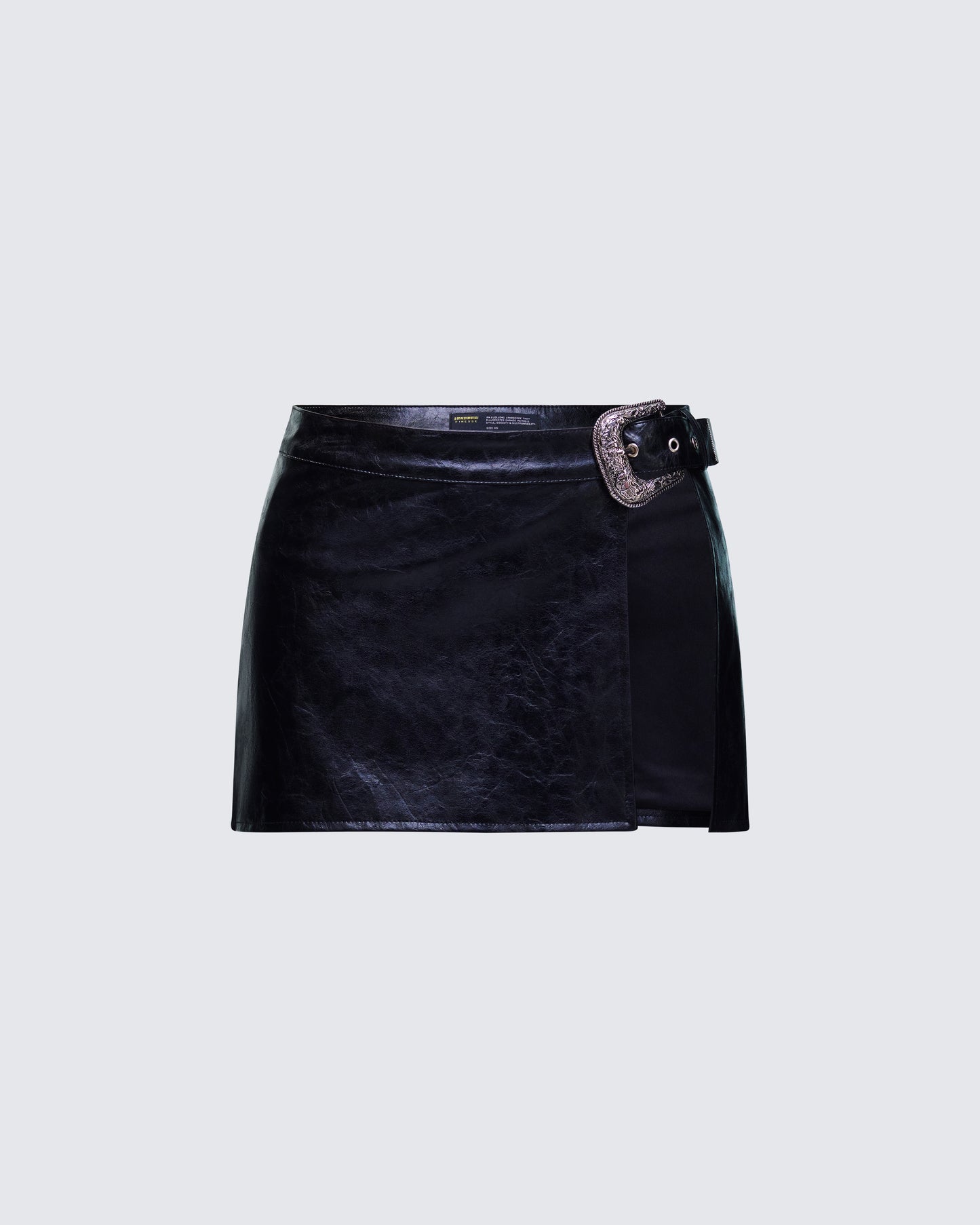 Fern Black Vegan Leather Mini Skirt product front