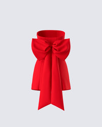 McKay Red Strapless Bow Mini Dress