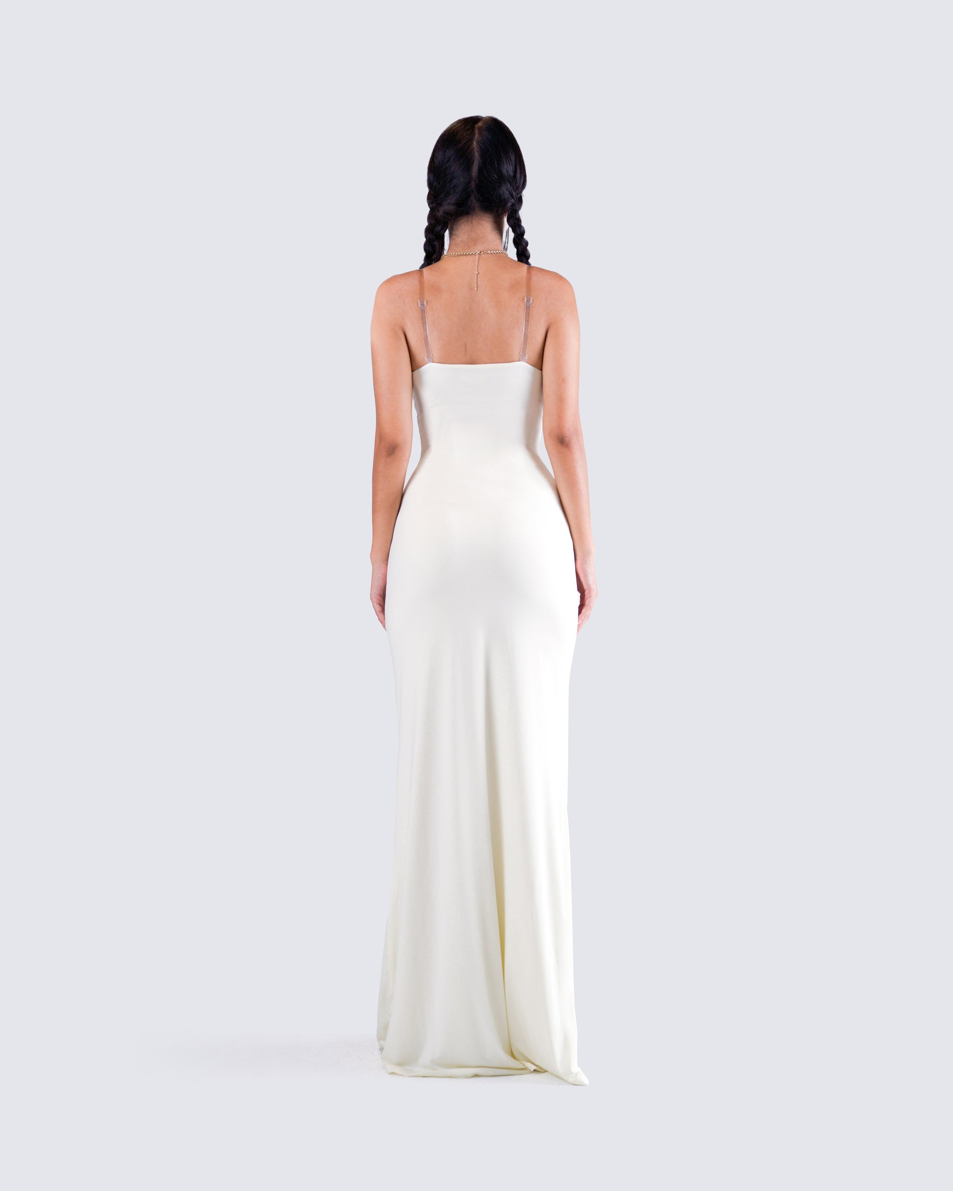 Ivory Satin Cowl Neck Maxi Dress - Formal Slip Dress FINESSE Ivory Satin Cowl Neck Maxi Dress - Formal Slip Dress FINESSE