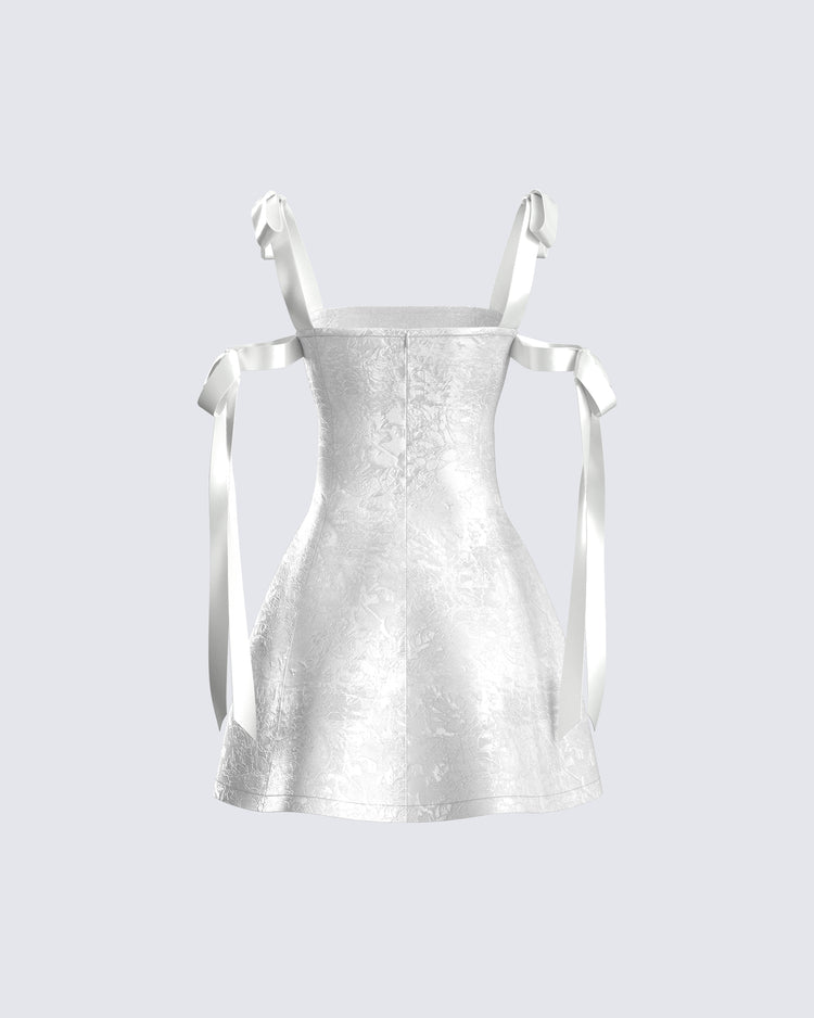 Valeria White Satin Mini Dress