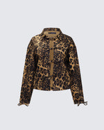 Lucretia Leopard Bow Tied Twill Shirt Jacket product front