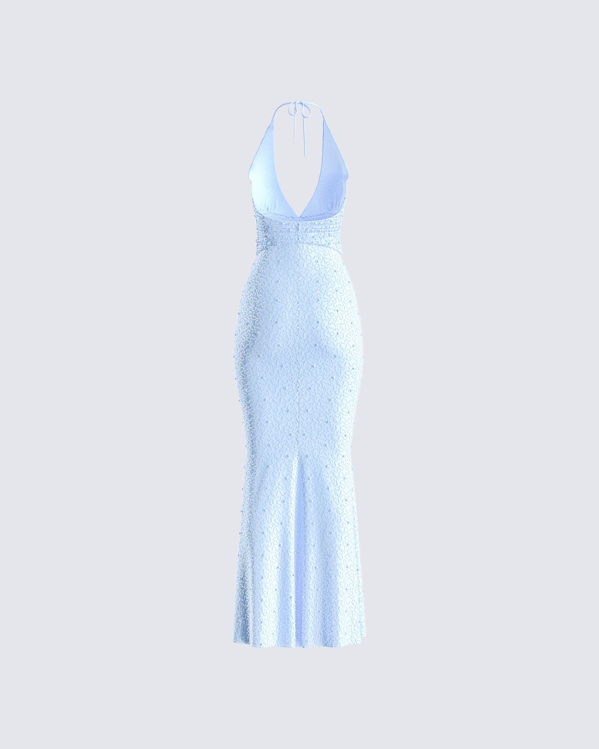Baby Blue Beaded Maxi Dress - Halter Neck Sparkle FINESSE Baby Blue Beaded Maxi Dress - Halter Neck Sparkle FINESSE