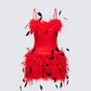 Meadow Red Feather Backless Mini Dress front