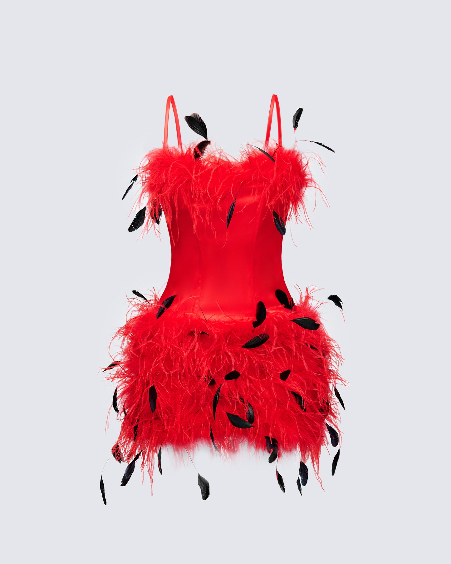 Meadow Red Feather Backless Mini Dress front