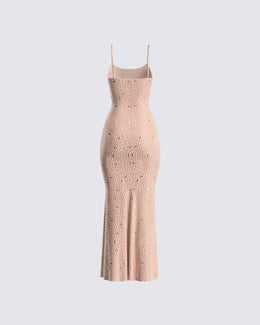 Lan Nude Rhinestone Maxi Dress – FINESSE