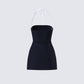 Lesia Black Halter Tennis Dress