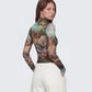 Neo Print Mesh Tatt Cherub Top