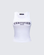 Phoenix White Ribbed Graphic Tank product front
