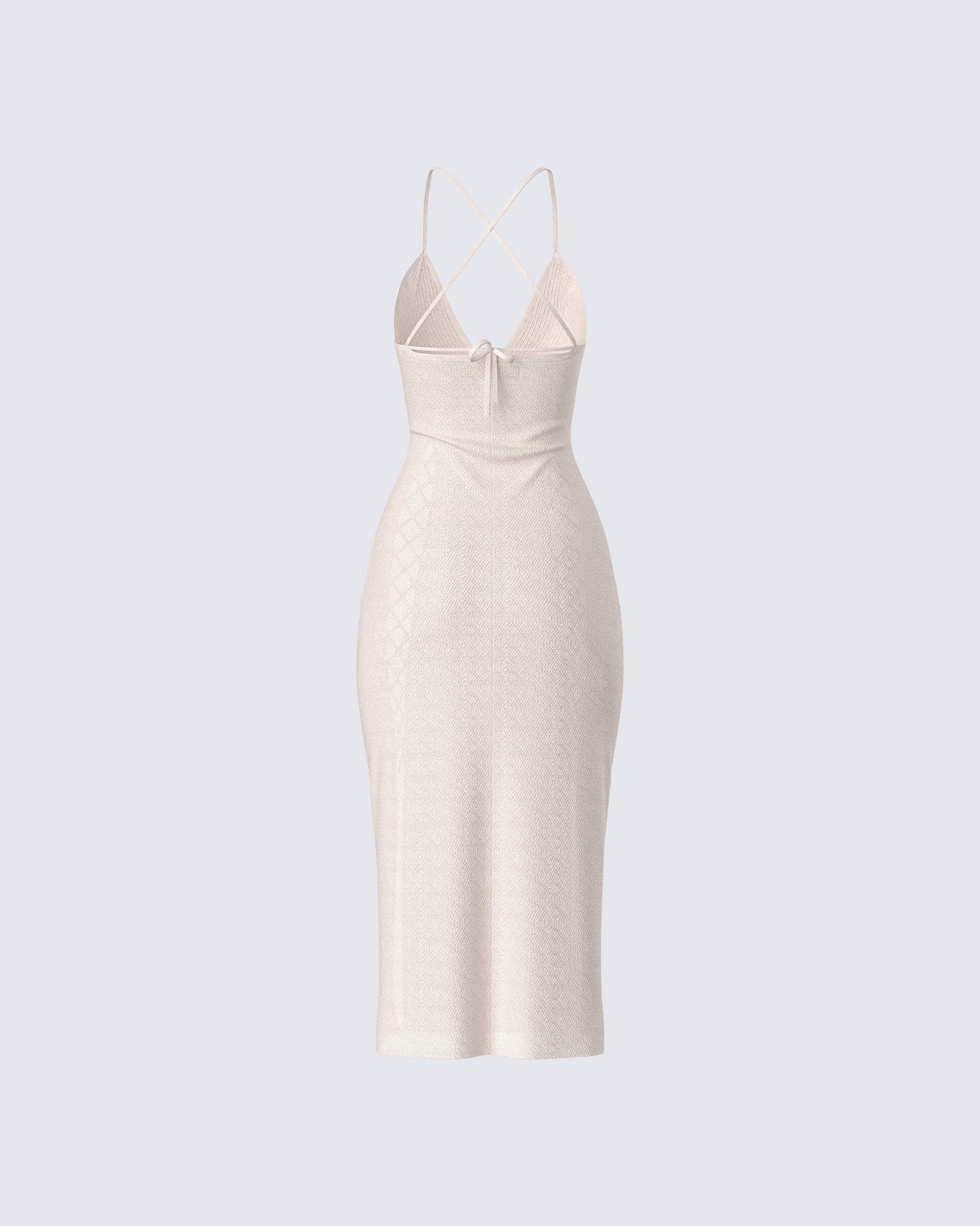 Ivory Crochet Midi Dress - Lace-Up Halter Vacation FINESSE Ivory Crochet Midi Dress - Lace-Up Halter Vacation FINESSE