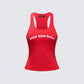 Noel Red Ribbed Slogan Tank product front
