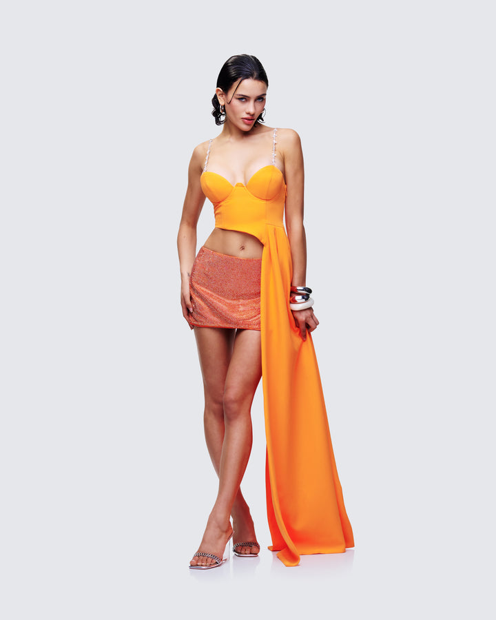 Bellamy Orange Asymmetric Top - back view