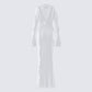 Florence White Mesh Maxi Dress