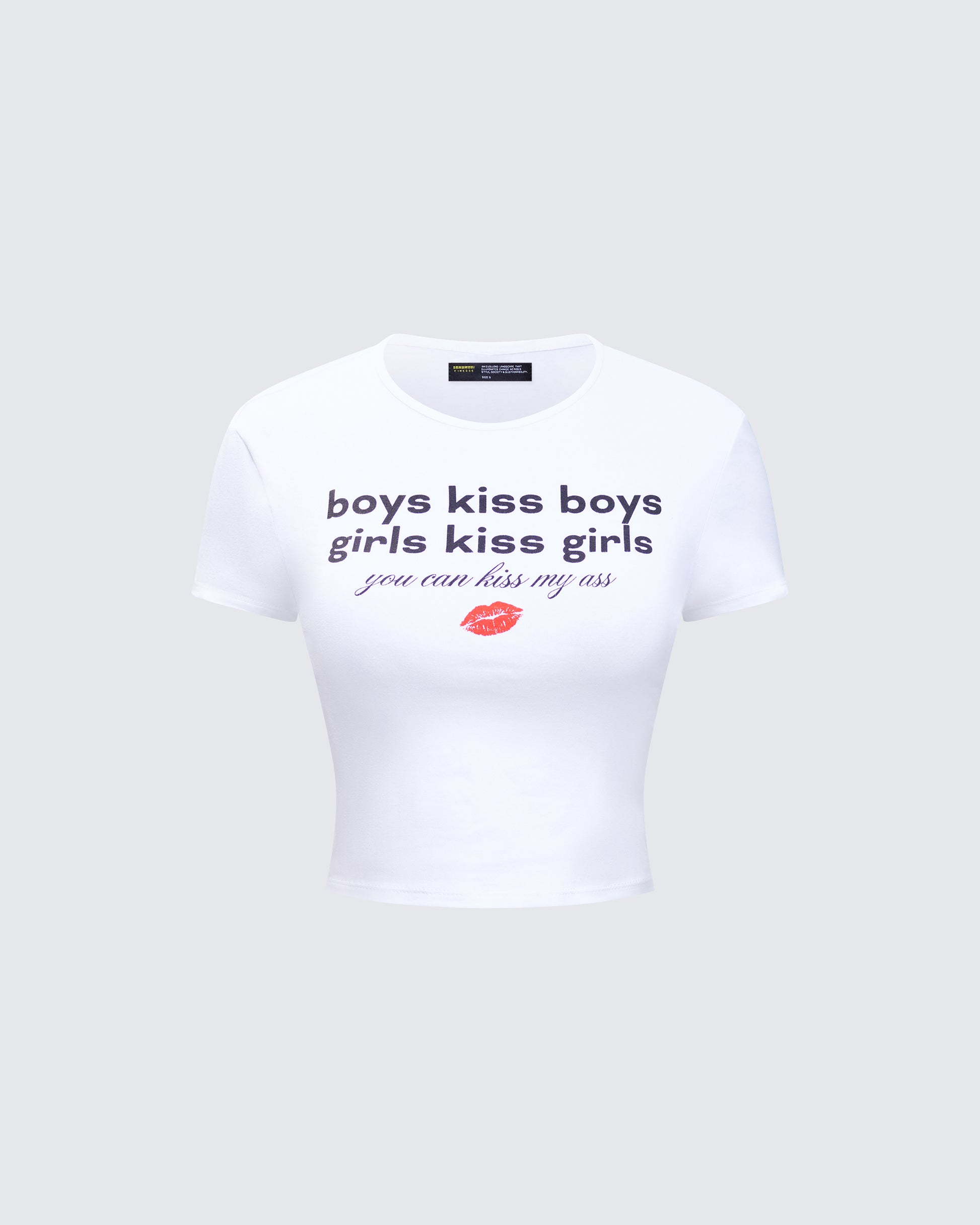 Hema White Slogan Baby Tee product front