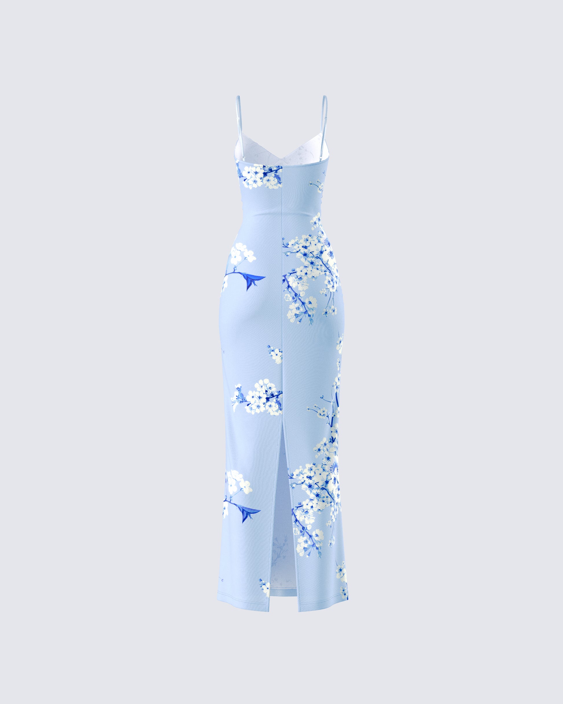 Blue Floral Maxi Dress - Bodycon Spaghetti Strap FINESSE Blue Floral Maxi Dress - Bodycon Spaghetti Strap FINESSE