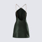 Bindi Olive Green Satin Mini Dress