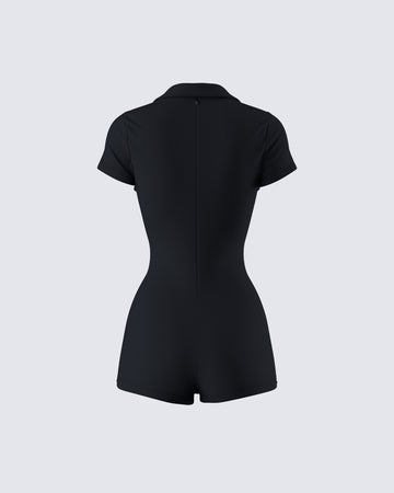 Jeanie Black Knit Romper