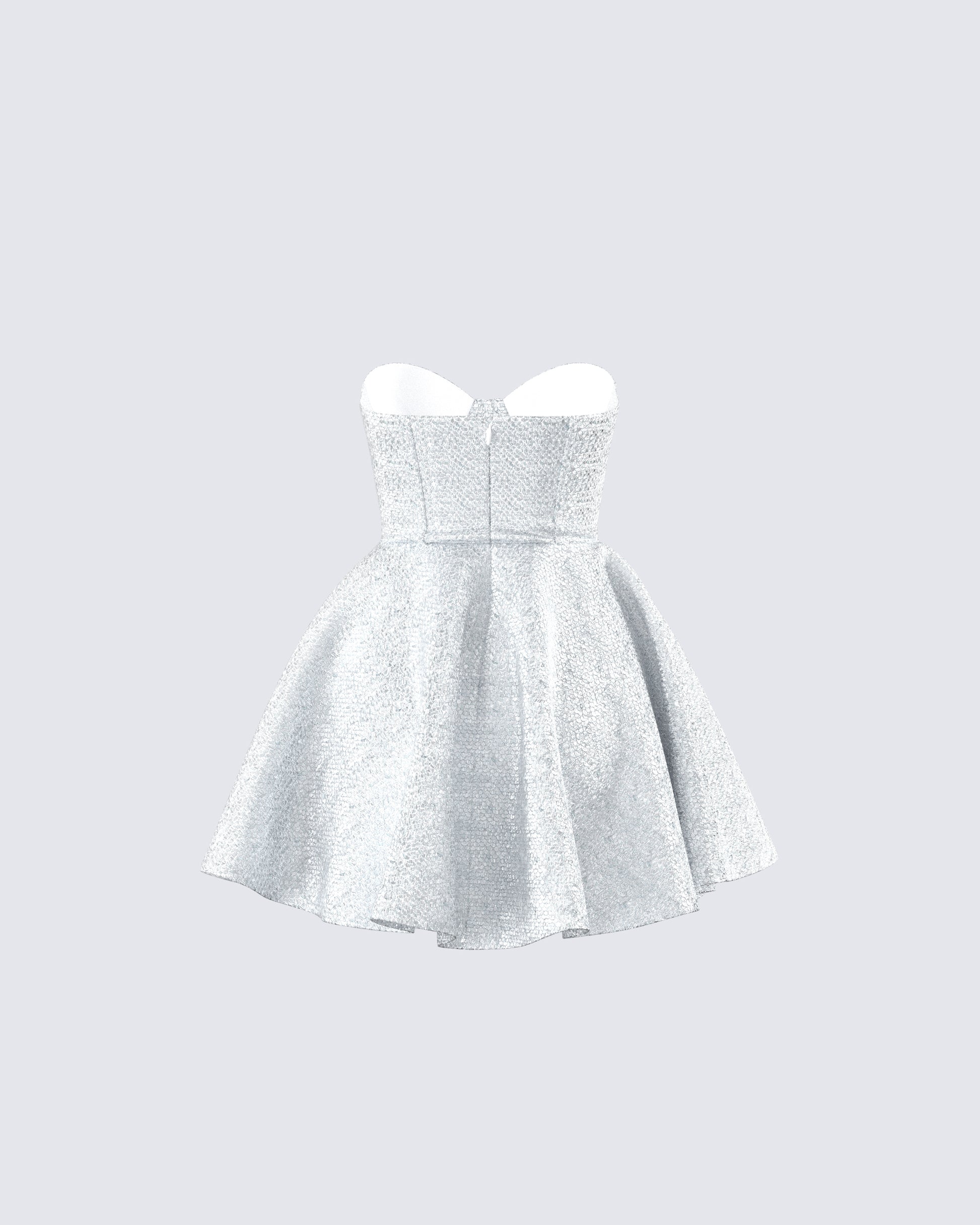 Silver Sequin Corset Mini Dress - Strapless Party FINESSE Silver Sequin Corset Mini Dress - Strapless Party FINESSE