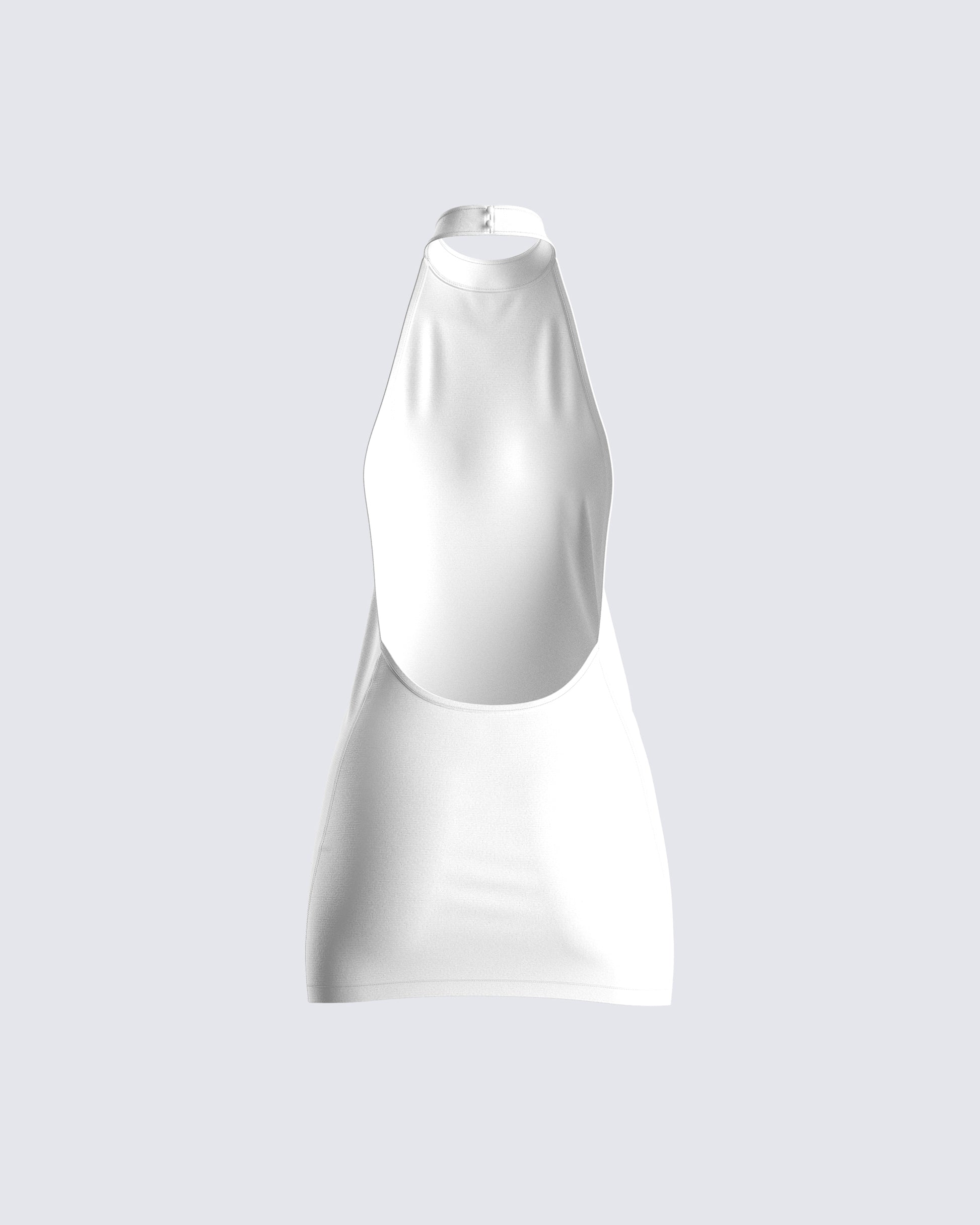 White Halter Mini Dress - Bodycon Party Dress FINESSE White Halter Mini Dress - Bodycon Party Dress FINESSE