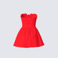 Sarai Red Lace Applique Mini Dress