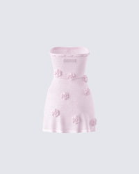 Leilani Pink Crochet Flower Mini Dress
