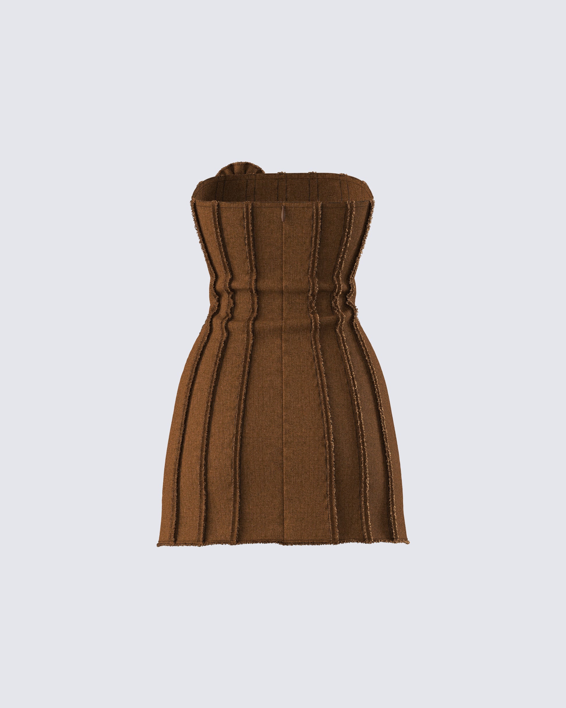 Brown Strapless Mini Dress - Textured Stripe Bodycon FINESSE Brown Strapless Mini Dress - Textured Stripe Bodycon FINESSE