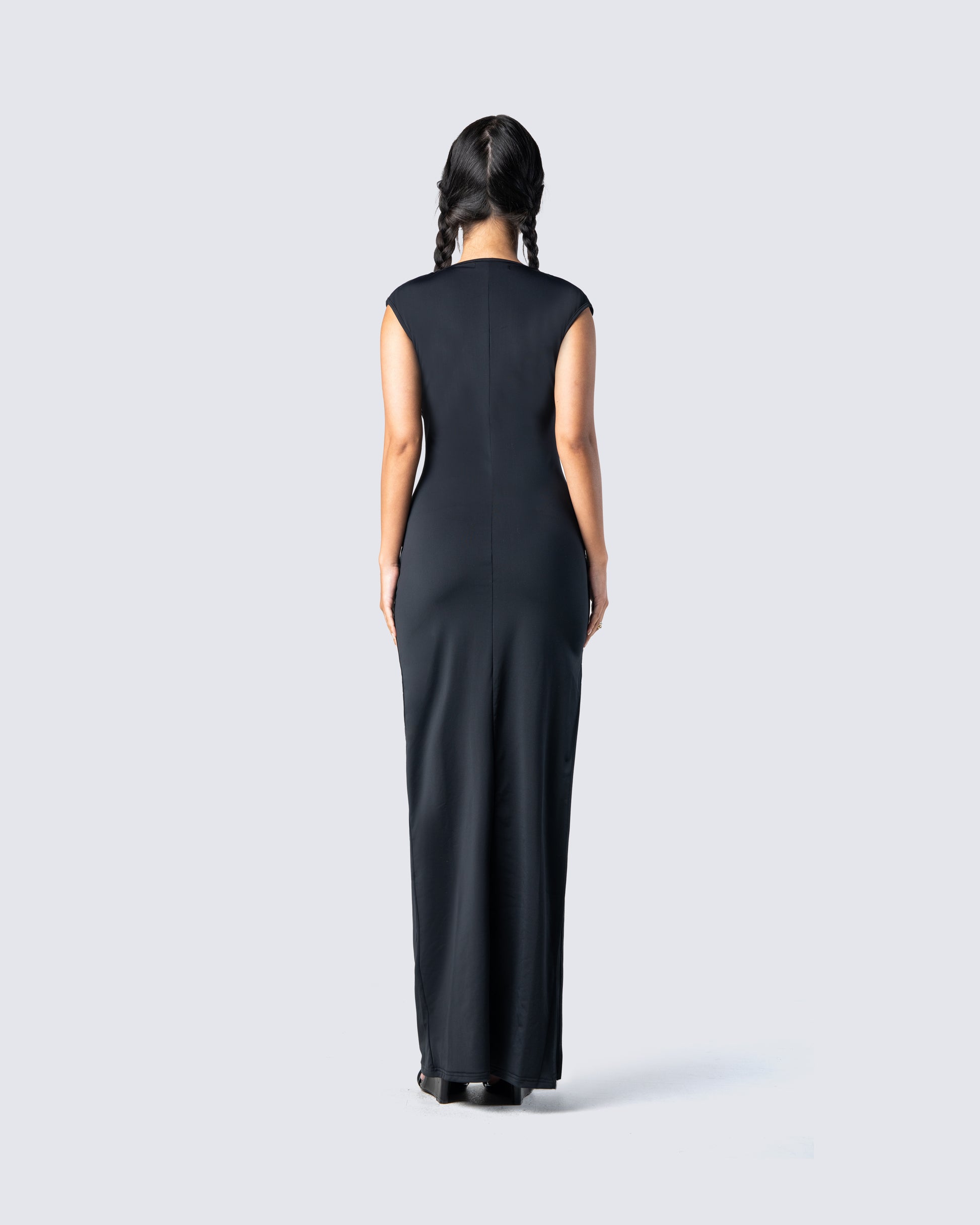 Black Cut Out Maxi Dress - Sleeveless Bodycon Evening FINESSE Black Cut Out Maxi Dress - Sleeveless Bodycon Evening FINESSE