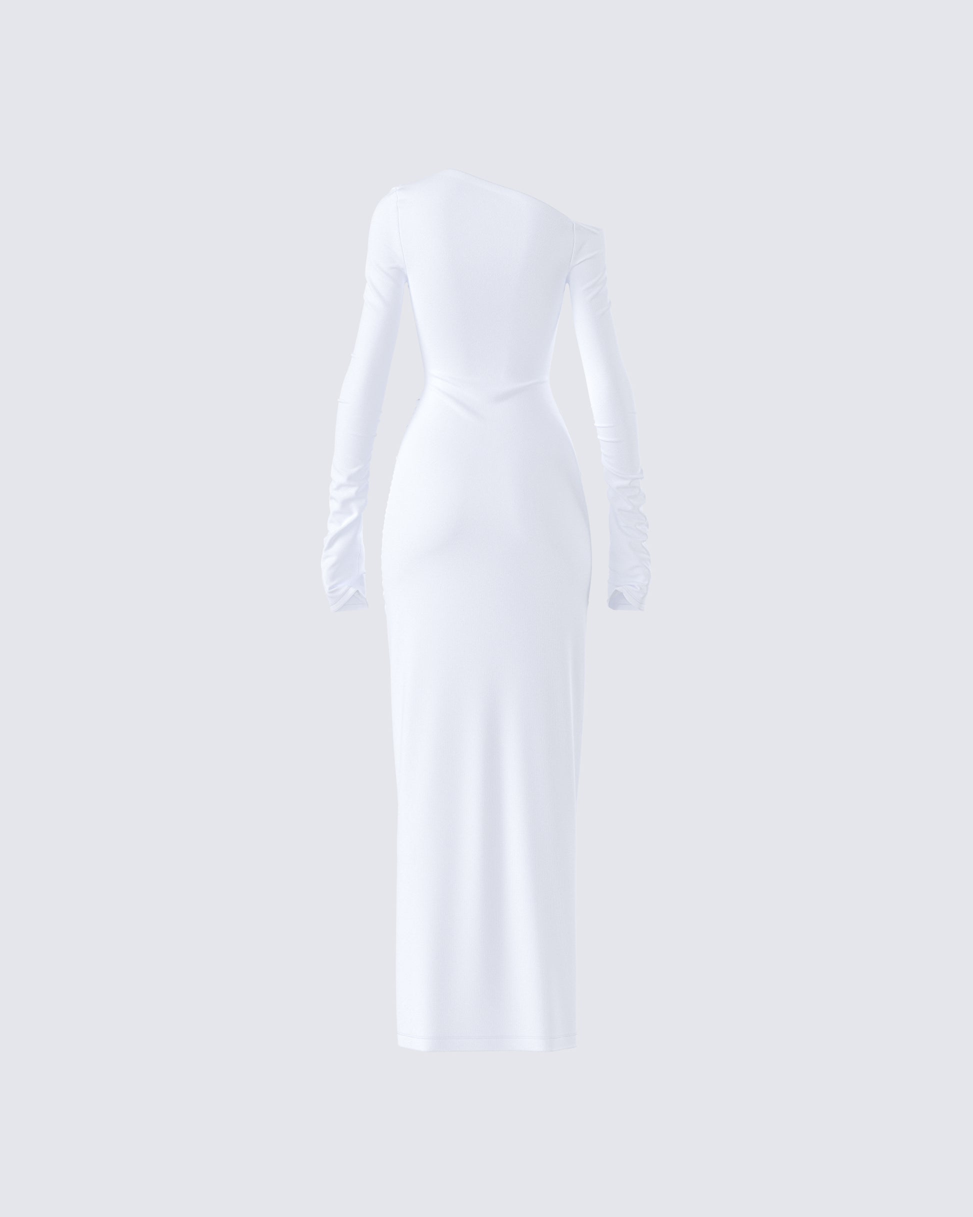 White Off Shoulder Maxi Dress - Bodycon Long Sleeve FINESSE White Off Shoulder Maxi Dress - Bodycon Long Sleeve FINESSE