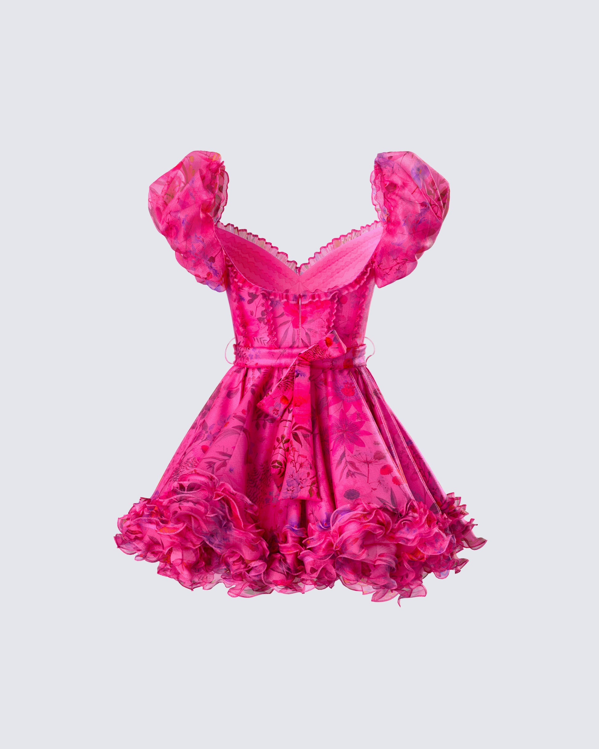 Pink Organza Mini Dress - Ruffled Party Dress FINESSE Pink Organza Mini Dress - Ruffled Party Dress FINESSE