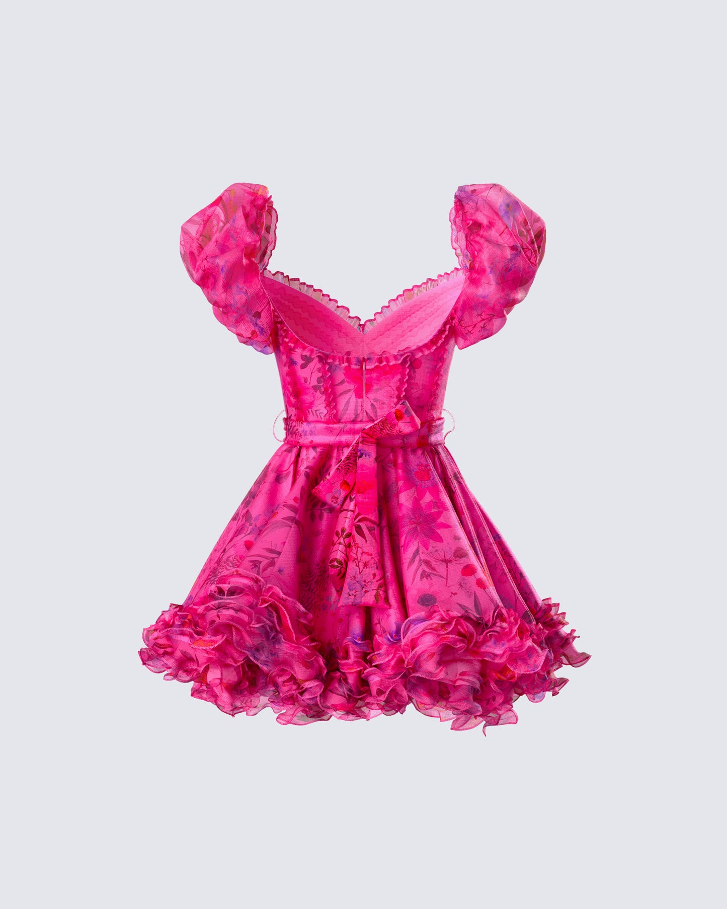 Eni Pink Floral Organza Mini Dress