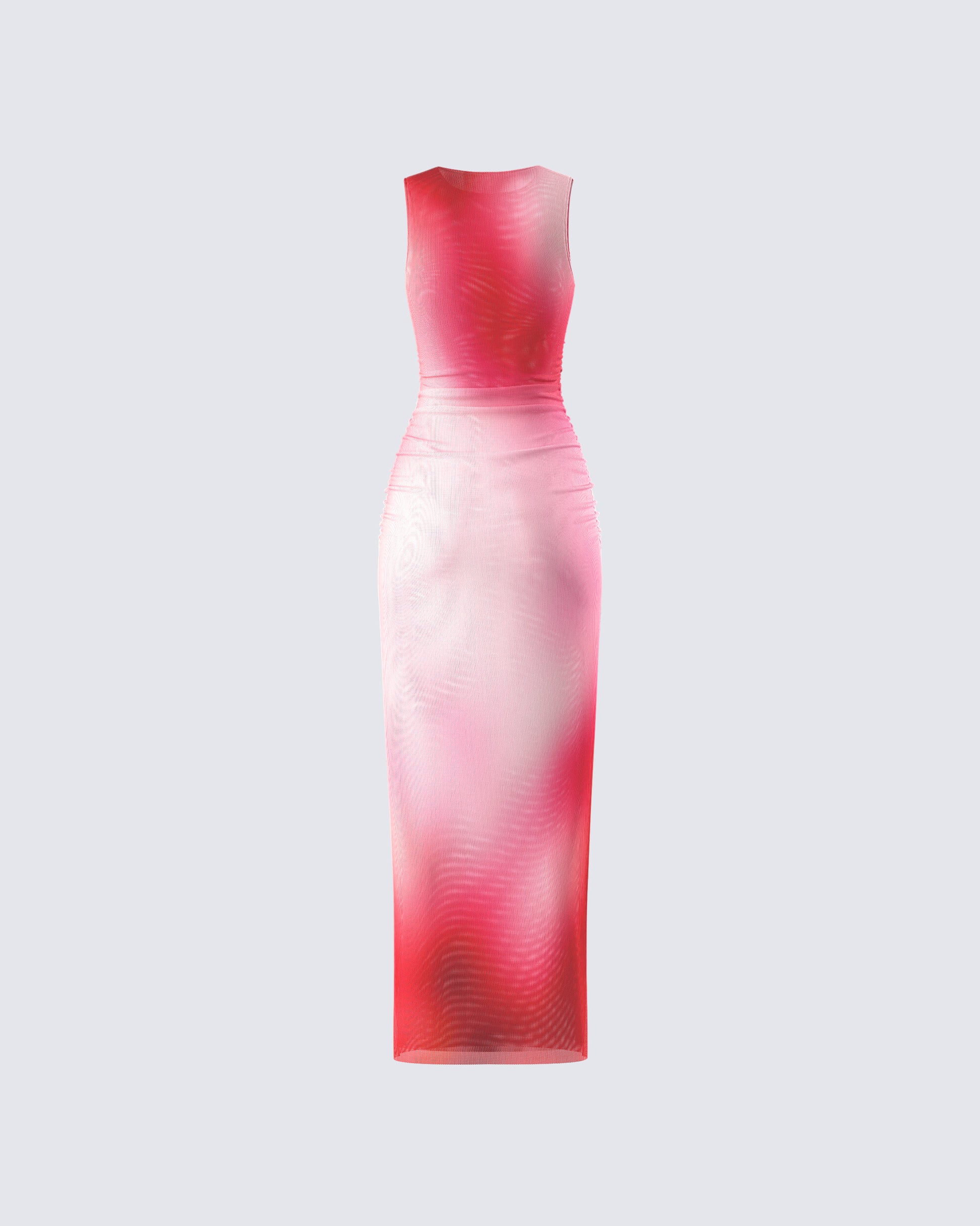 Pink Red Ombre Mesh Maxi Dress - Sleeveless Bodycon FINESSE Pink Red Ombre Mesh Maxi Dress - Sleeveless Bodycon FINESSE