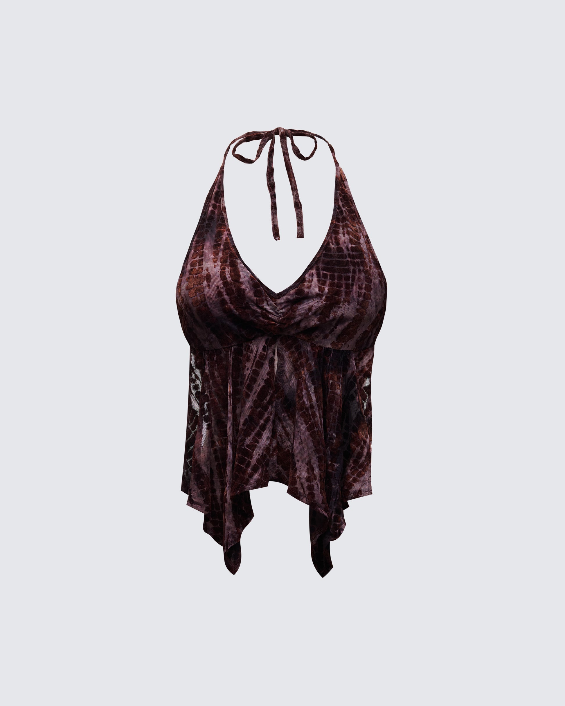 Kerensa Brown Mesh Halter Top product front