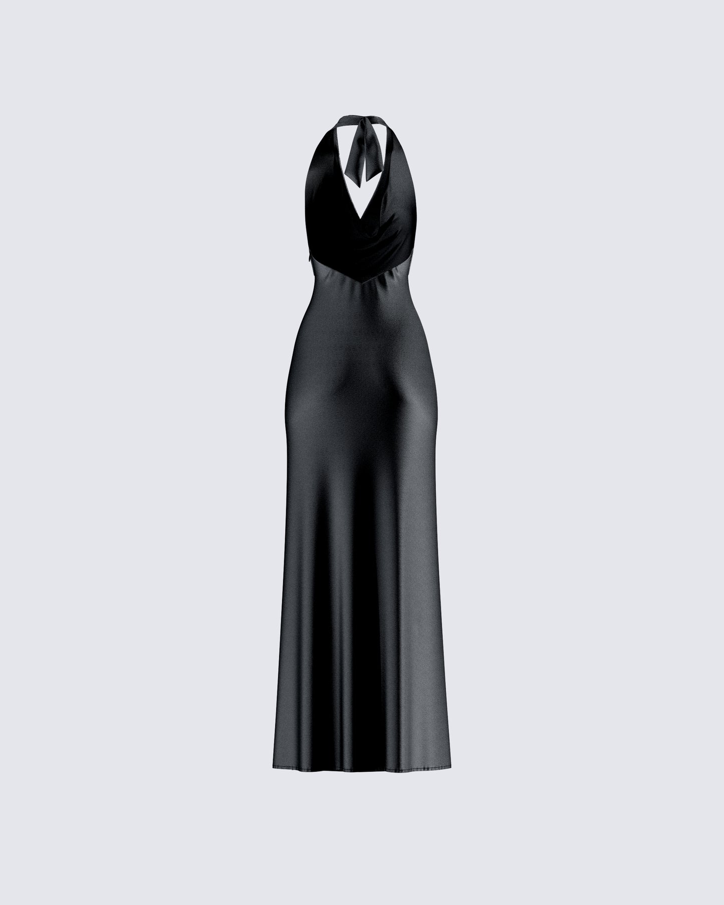 Holly Black Satin Cowl Maxi Dress