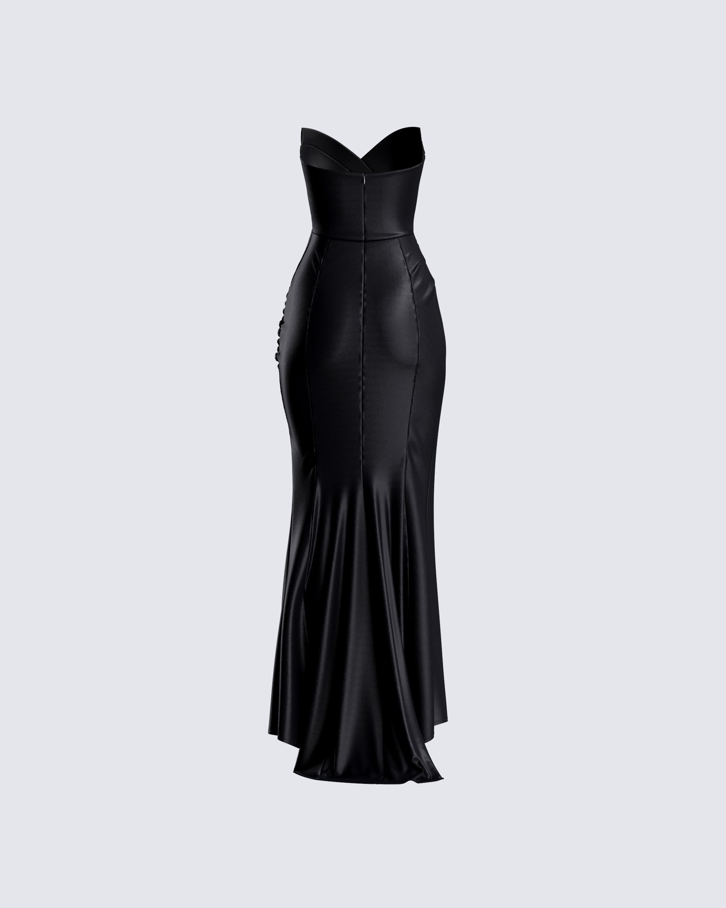 Suri Black Satin Strapless Gown