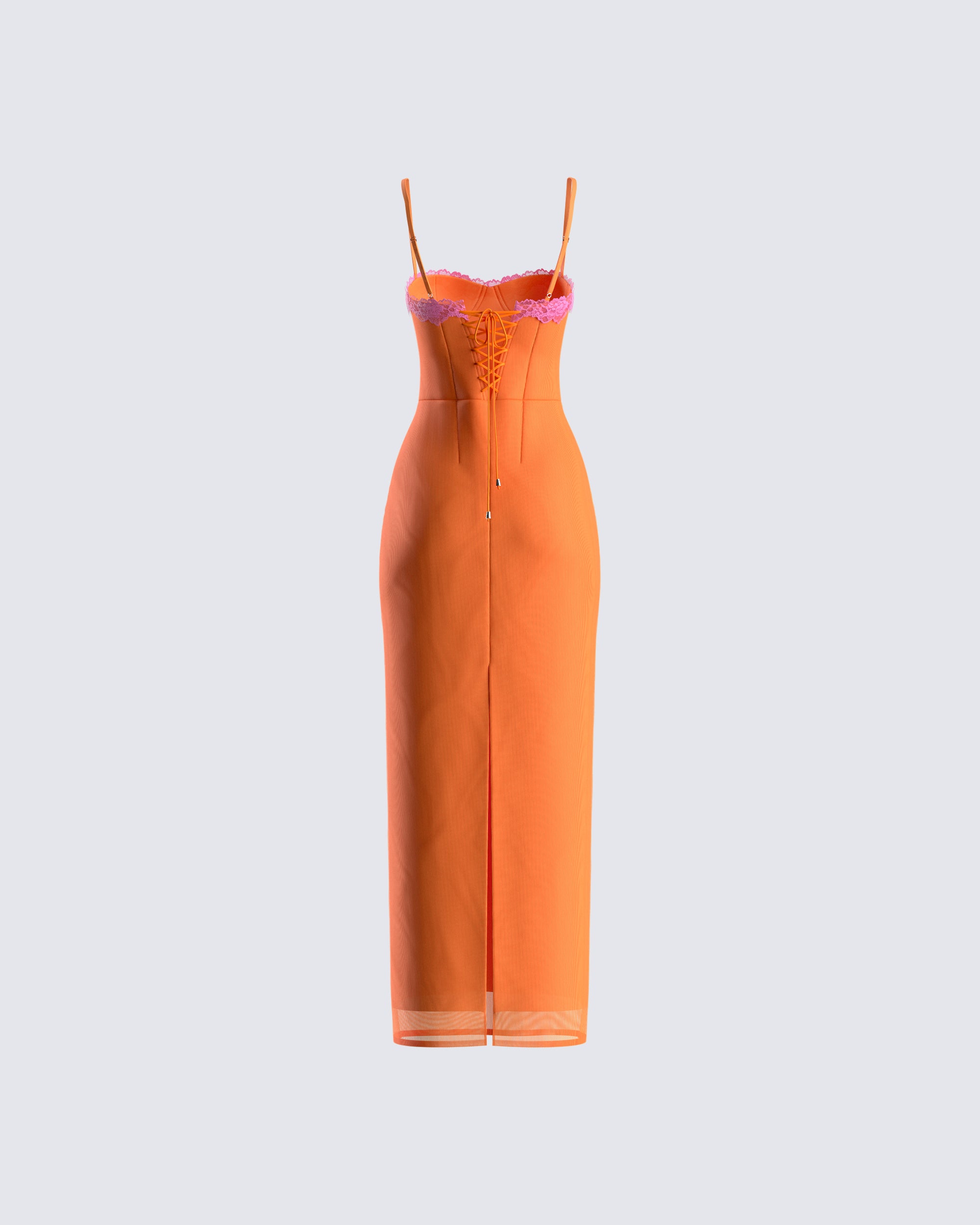 Finesse Ayesha Orange Mesh Maxi Dress 3X