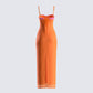 Ayesha Orange Mesh Maxi Dress