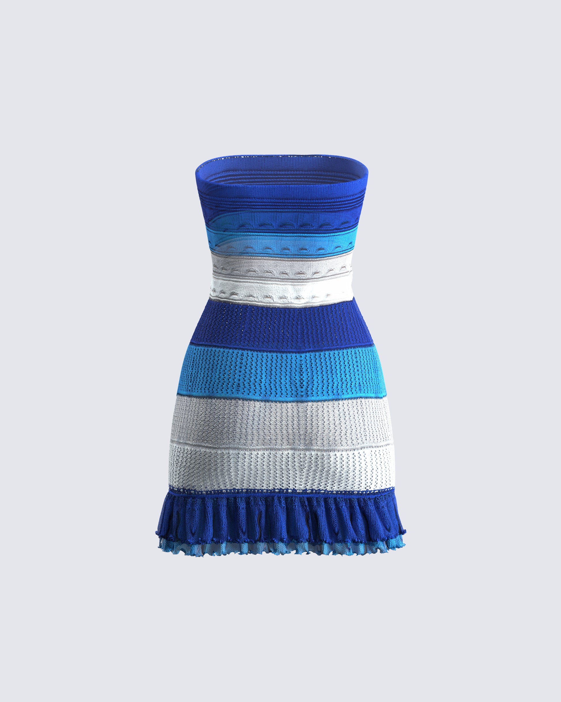 Blue Striped Knit Mini Dress Blue Striped Knit Mini Dress