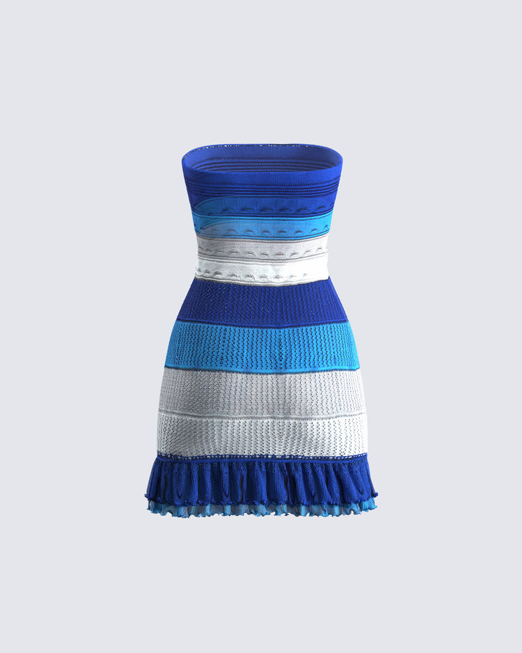 Rania Blue Sweater Mini Dress