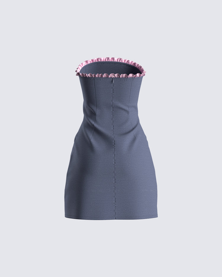 Lukas Grey Strapless Mini Dress