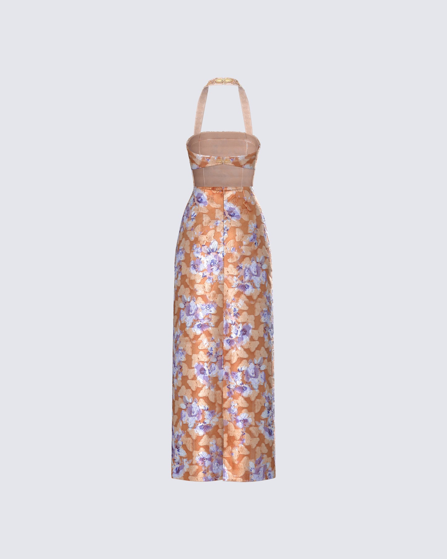 Ari Orange Floral Burnout Maxi Dress